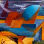 Daniela Guidi, Il sole blu (acrilico su masonite, 24x30)
