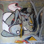 Marisa Muzi, Donne monocolore (tecnica mista, 92x86)