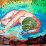 Patrizia Matteucci, Adone morente (tecnica mista su tela, 90x80)